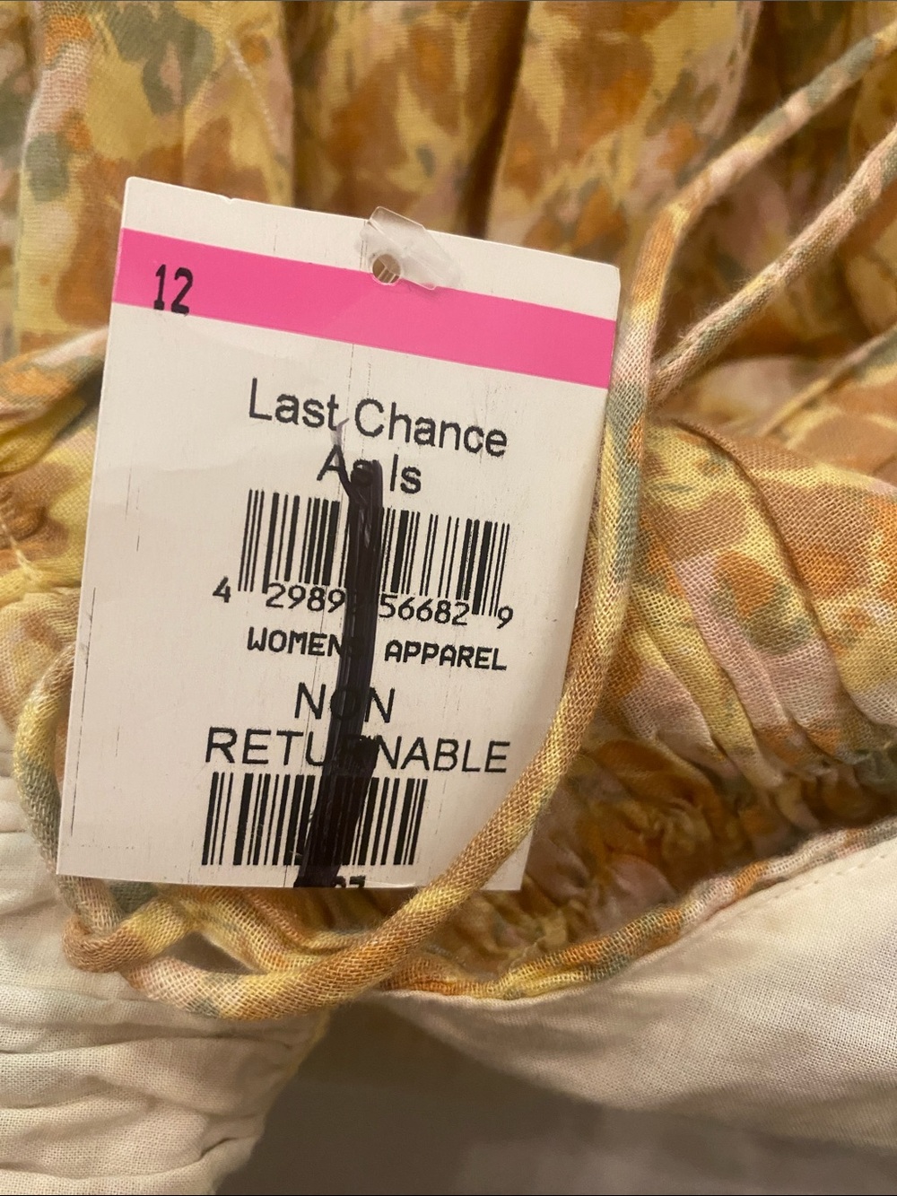 Women’s Yellow Floral Summer Maxi Dress Smocked Waist adjustable ties size large - Picture 11 of 12